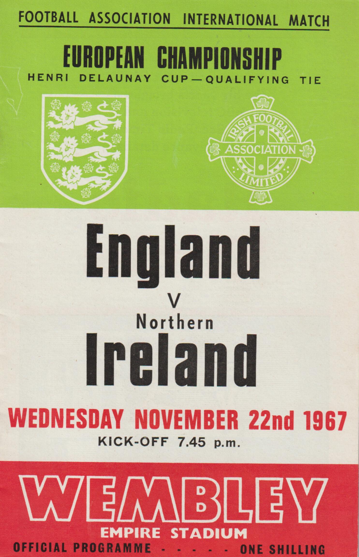 1967 - ENGLAND v NORTHERN IRELAND